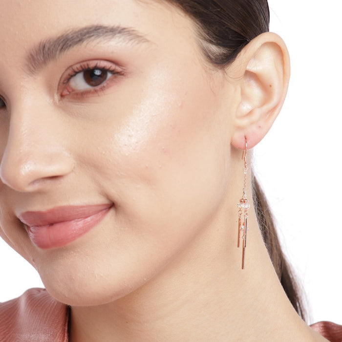 CZ Rose Gold Plated 925 Sterling Silver Drop Earrings