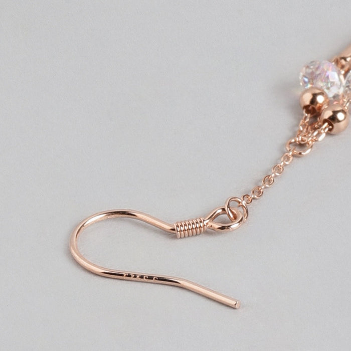 CZ Rose Gold Plated 925 Sterling Silver Drop Earrings