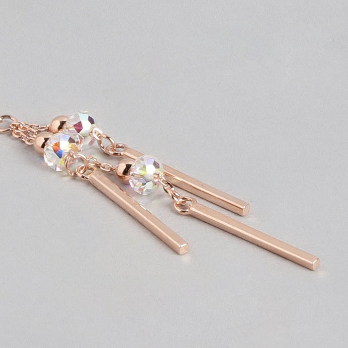 CZ Rose Gold Plated 925 Sterling Silver Drop Earrings