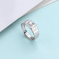 CZ Solitaire 925 Sterling Silver Ring for Him (Adjustable)