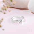 CZ Solitaire Rhodium Plated 925 Sterling Silver Ring for Him (Adjustable)
