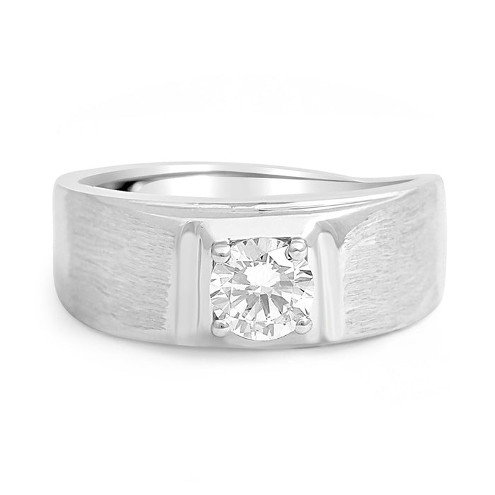 CZ Square Solitaire 925 Sterling Silver Ring for Him (Adjustable)
