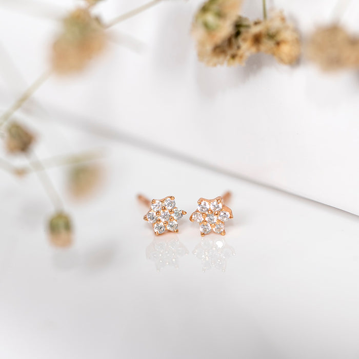 CZ Star Gold Plated 925 Sterling Silver Stud Earrings