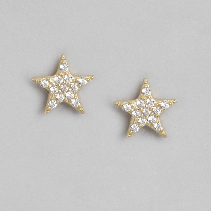 CZ Star Golden Plated 925 Silver Earring