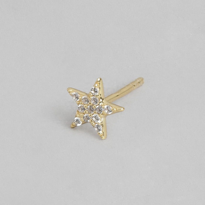 CZ Star Golden Plated 925 Silver Earring