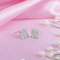 CZ Studded Maze 925 Sterling Silver Stud Earrings