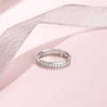 CZ Studded Minimal Rhodium Plated 925 Silver Women Ring (Adjustable)