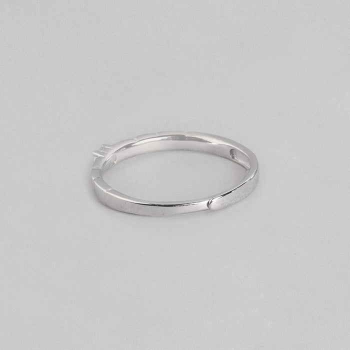 CZ Studded Rhodium Plated 925 Sterling Silver Ring for Him (Adjustable)