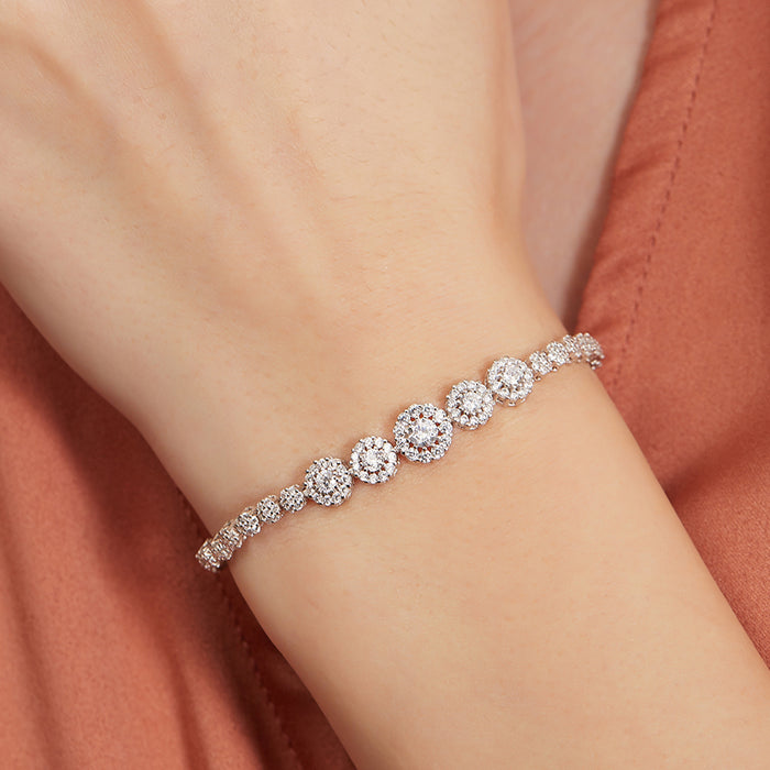 CZ Studded Rhodium Plated Bracelet & Earring Combo