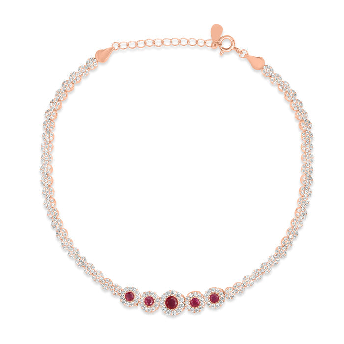 CZ Studded Rose Gold 925 Sterling Silver Chain Anklet