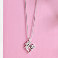 CZ Studded Twin Dolphin 925 Sterling Silver Necklace