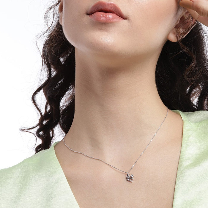 CZ Studded Twin Dolphin 925 Sterling Silver Necklace