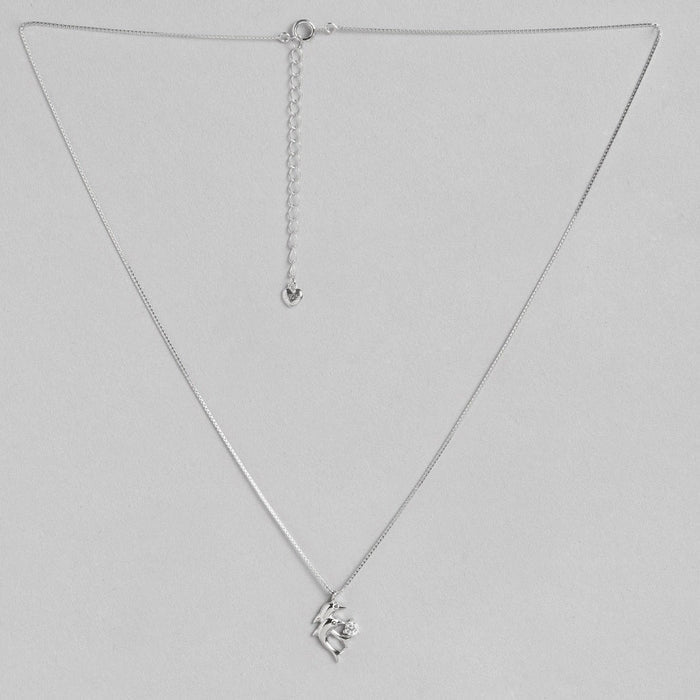 CZ Studded Twin Dolphin 925 Sterling Silver Necklace