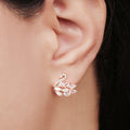 CZ Swan Rose Gold Plated 925 Sterling Silver Stud Earring