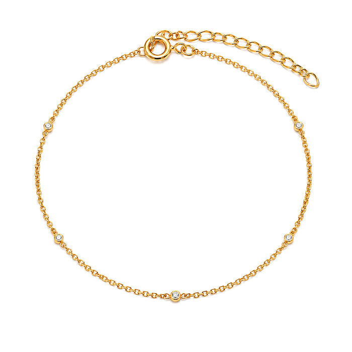 Dainty Bezel Gold Plated 925 Sterling Silver Bracelet