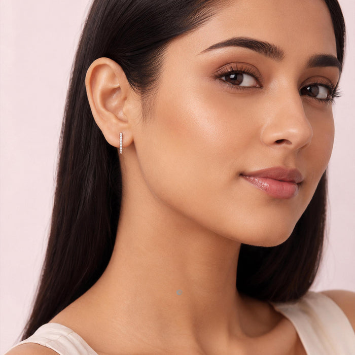 Dainty Glow Rhodium Plated 925 Silver Hoop Earring