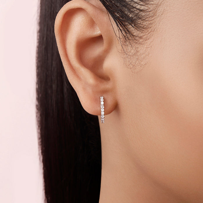 Dainty Glow Rhodium Plated 925 Silver Hoop Earring