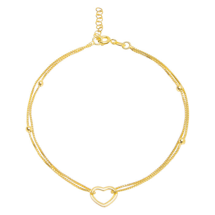 Dainty Heart Gold Plated 925 Sterling Silver Anklets