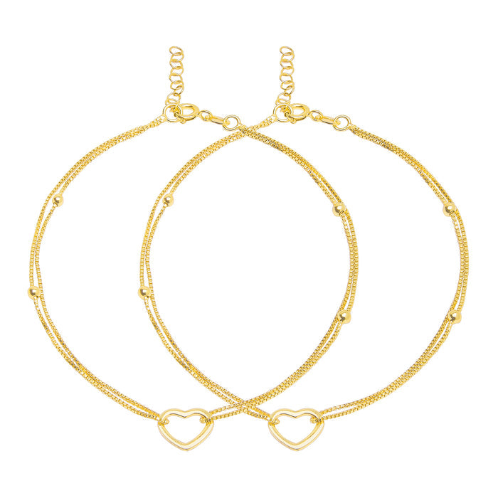 Dainty Heart Gold Plated 925 Sterling Silver Anklets