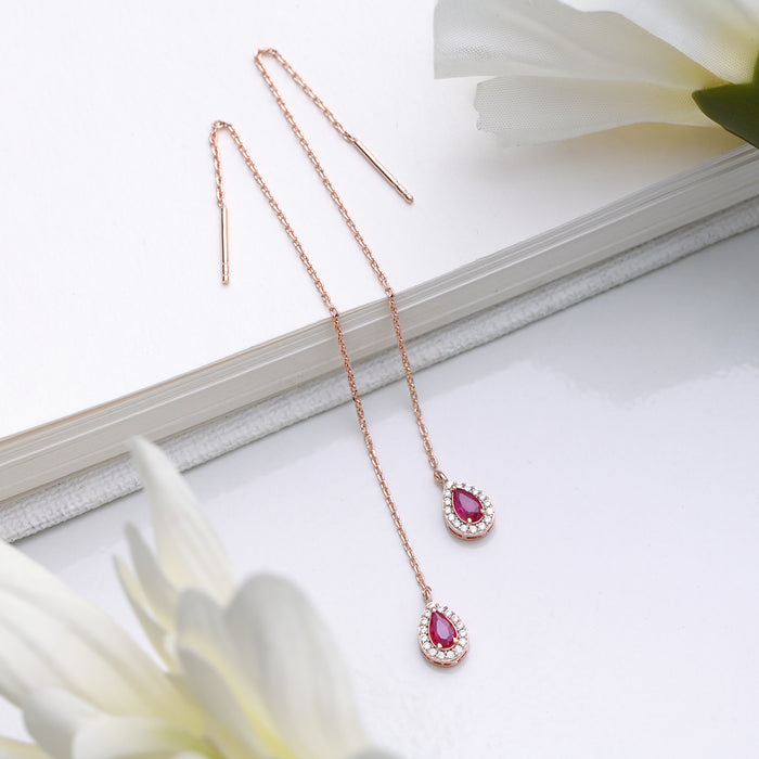 Dainty Threader Rose Gold Plated 925 Sterling Silver Earrings