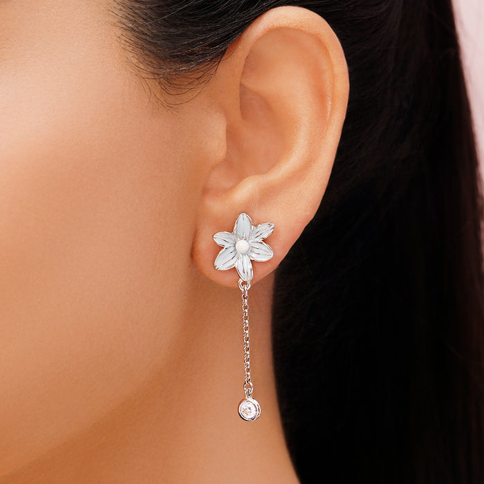 Daisy Chain Rhodium Plated 925 Sterling Silver Earrings