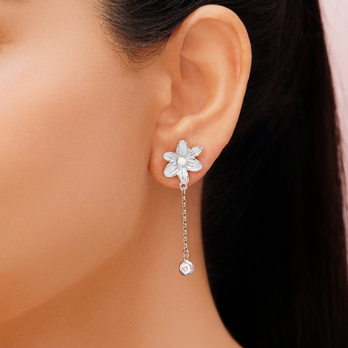 Daisy Chain Rhodium Plated 925 Sterling Silver Earrings