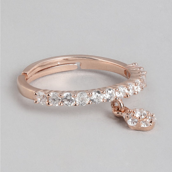 Dance of CZ Rose Gold Plated 925 Sterling Silver Female Ring (Adjustable)