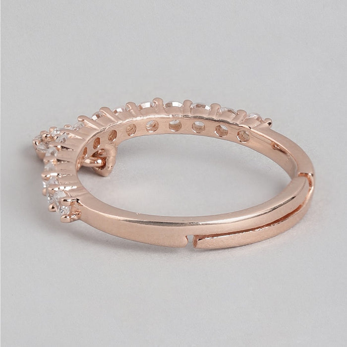 Dance of CZ Rose Gold Plated 925 Sterling Silver Female Ring (Adjustable)