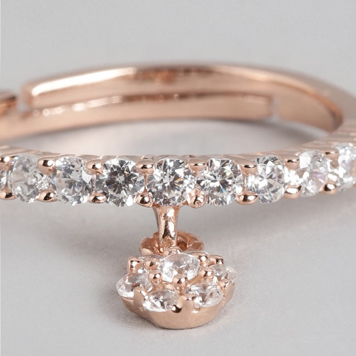 Dance of CZ Rose Gold Plated 925 Sterling Silver Female Ring (Adjustable)