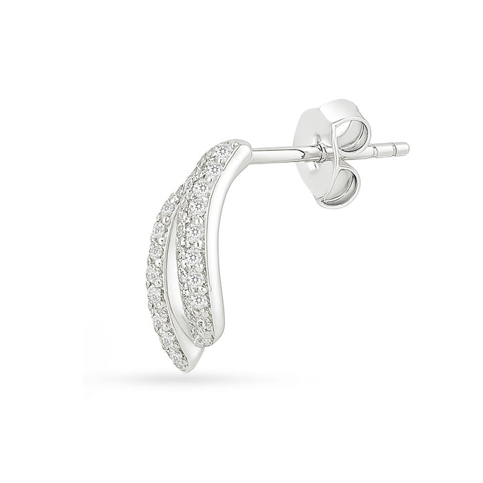 925 Sterling Silver wave stud earrings for women, rhodium plated with clear stones – Zavya