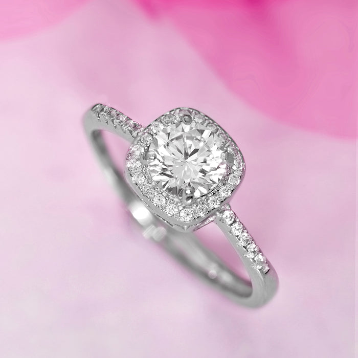 925 Sterling Silver Date Night Staple Solitaire Rhodium Plated 925 Sterling Silver Ring (Adjustable) for Women – Zavya