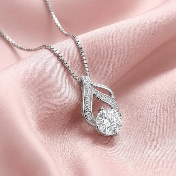 925 Sterling Silver Dazzling Array Rhodium Plated 925 Sterling Silver Pendant Necklace for Women – Zavya