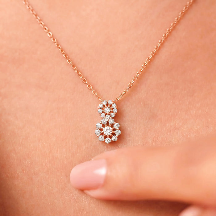Dazzling Array Rose Gold Plated 925 Silver Women's Pendant with Link Chain