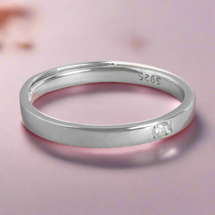 Dazzling Brilliance CZ Rhodium Plated  925 Silver Mens Ring  (Adjustable)