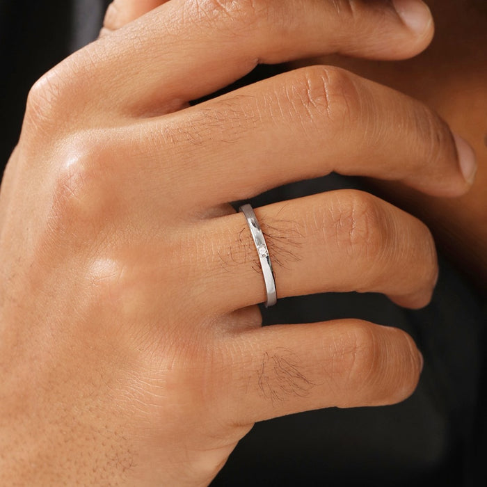 Dazzling Brilliance CZ Rhodium Plated  925 Silver Mens Ring  (Adjustable)