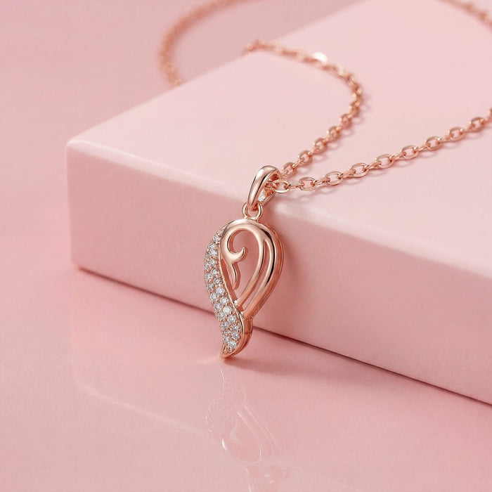 Dazzling Charm 925 Sterling Silver Rose Gold Plated Pendant with Link Chain