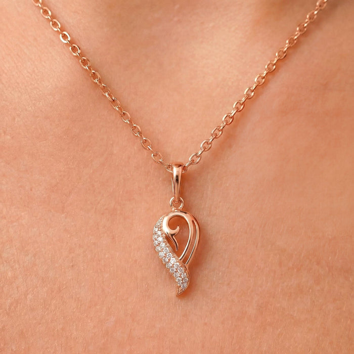Dazzling Charm 925 Sterling Silver Rose Gold Plated Pendant with Link Chain