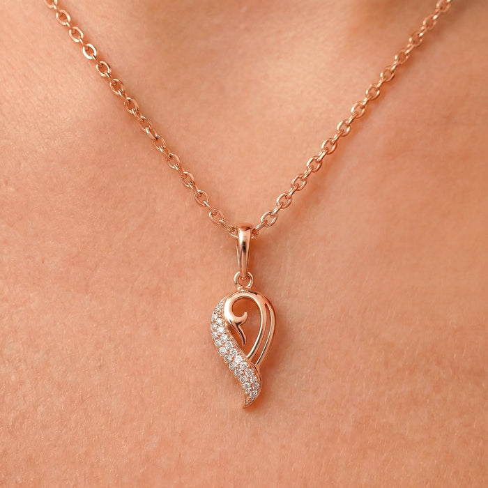 Dazzling Charm 925 Sterling Silver Rose Gold Plated Pendant with Link Chain