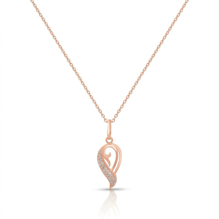 Dazzling Charm 925 Sterling Silver Rose Gold Plated Pendant with Link Chain