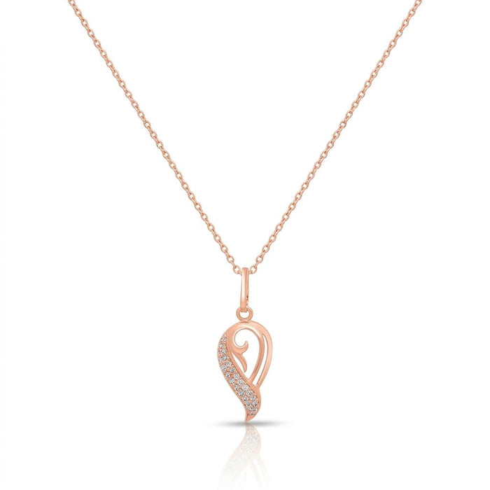 Dazzling Charm 925 Sterling Silver Rose Gold Plated Pendant with Link Chain