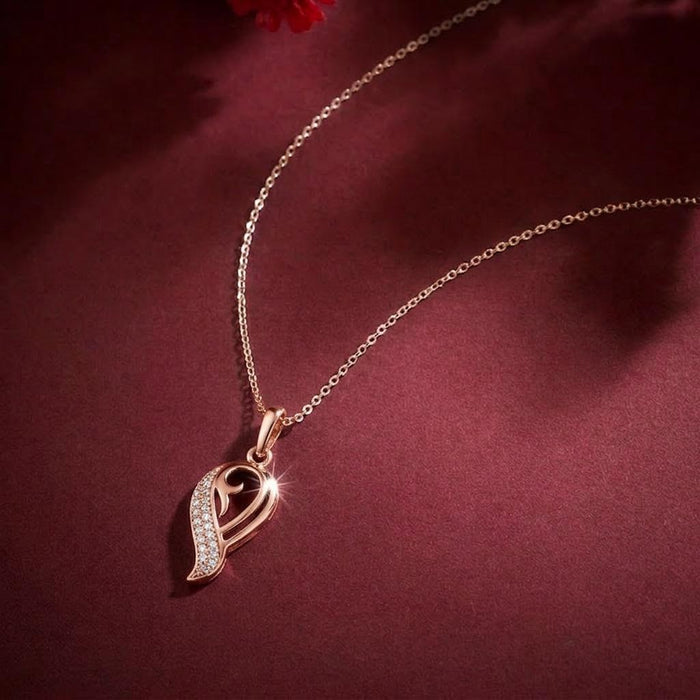 Dazzling Charm 925 Sterling Silver Rose Gold Plated Pendant with Link Chain