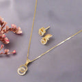 Dazzling Dance Double Circle CZ Gold-Plated Jewellery Set