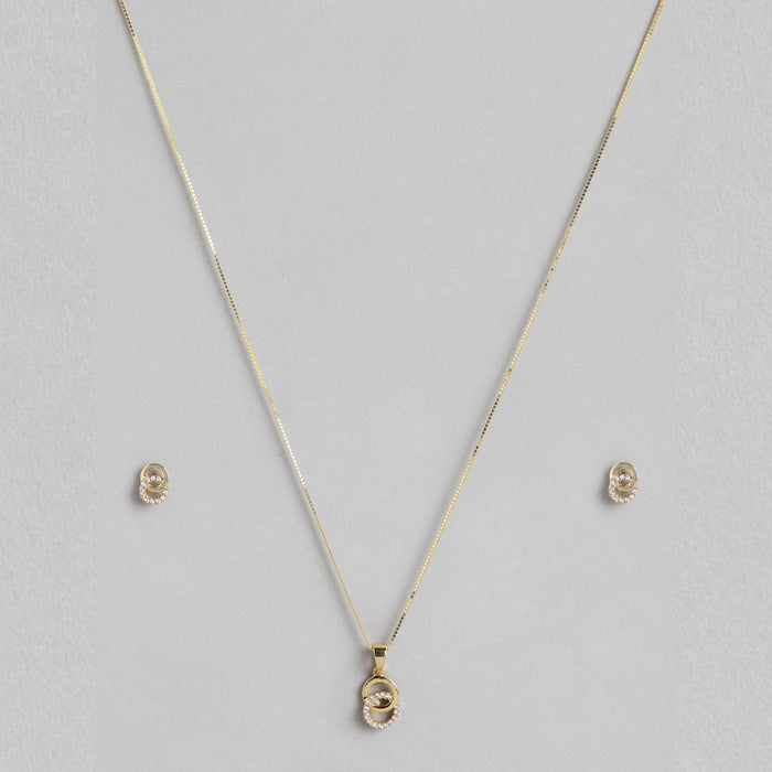 Dazzling Dance Double Circle CZ Gold-Plated Jewellery Set