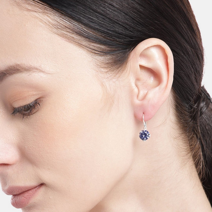 Dazzling Dangle Solitaire Sterling Silver Drop Earrings