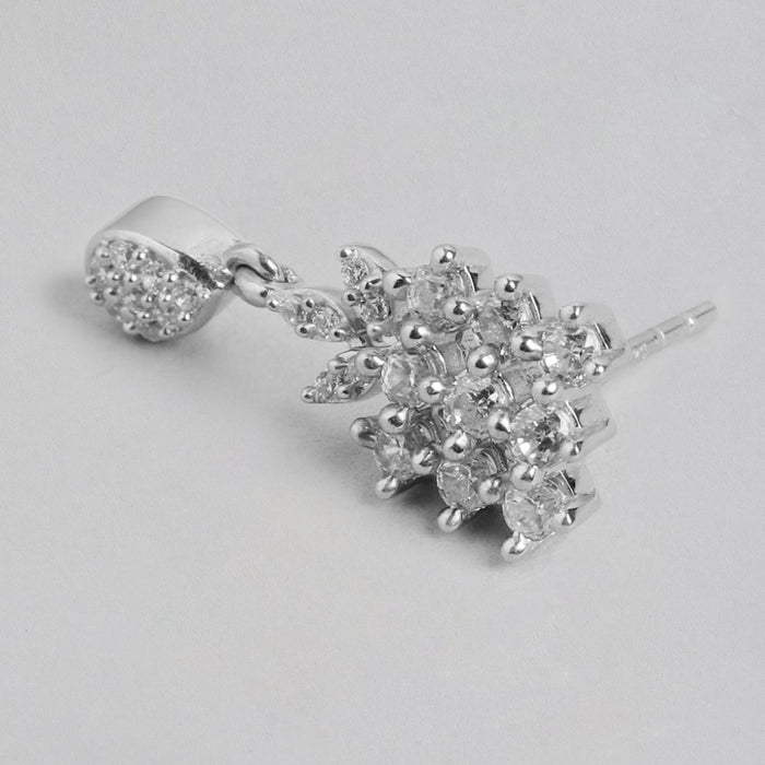 Dazzling Droplets Rhodium-Plated CZ 925 Sterling Silver Drop Earrings
