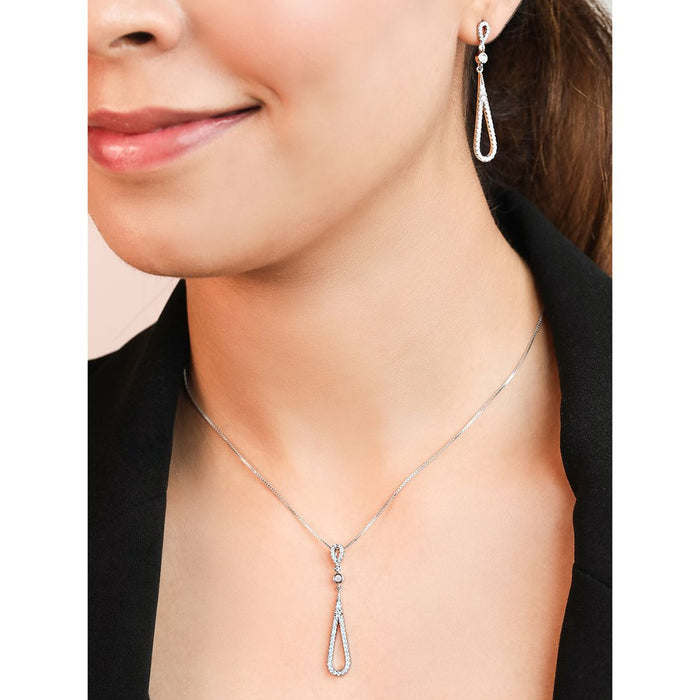 Dazzling Droplets Rhodium-Plated CZ 925 Sterling Silver Jewelry Set