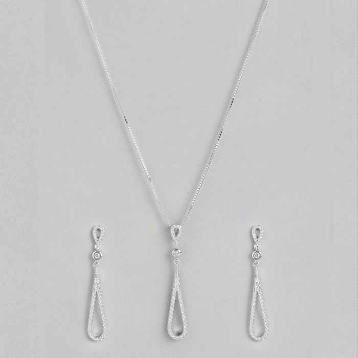 Dazzling Droplets Rhodium-Plated CZ 925 Sterling Silver Jewelry Set
