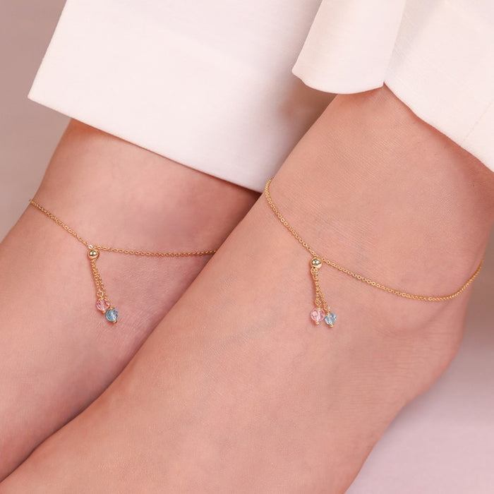 Dazzling Drops Gold-Plated 925 Sterling Silver Anklet with CZ Charms