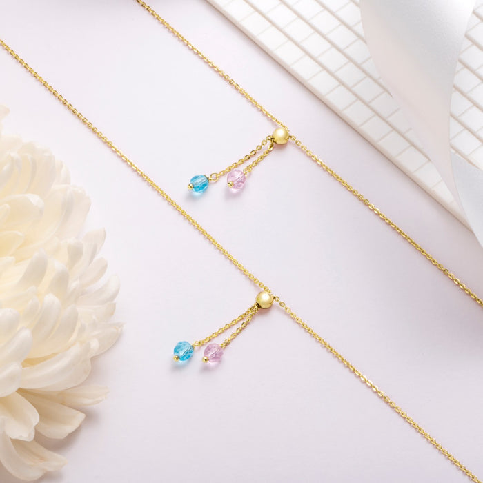 Dazzling Drops Gold-Plated 925 Sterling Silver Anklet with CZ Charms