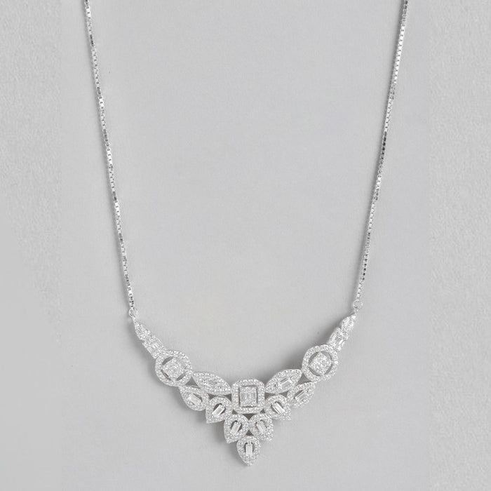 Dazzling Elegance CZ Rhodium-Plated 925 Sterling Silver Necklace with CZ
